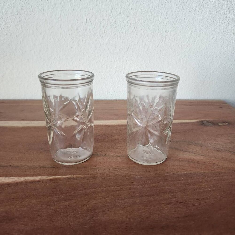 619-5 Ball A-30 2 matching glass cylinder jar set of 2 small depression